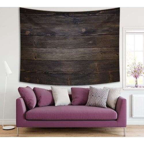 Tapestry Natural Dark Wooden Panels Old Wooden Wall Vintage Country House Oak Wood Photo Printed Brown