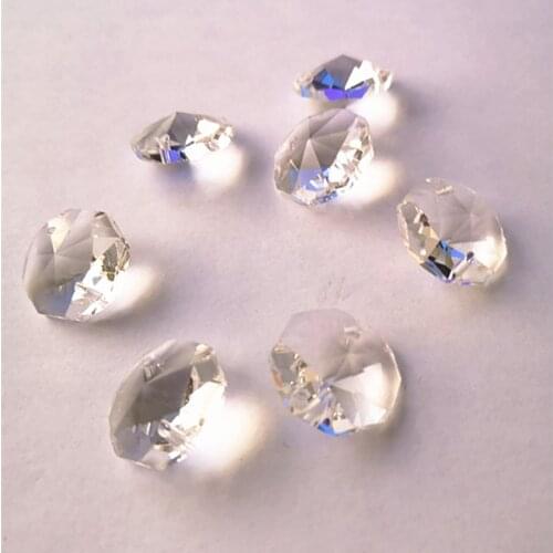 Top Quality 900pcs 18mm Crystal Chandelier Lighting Parts Octagon Beads in Two Holes Curtain Prism Pendant Dress Christmas Tree