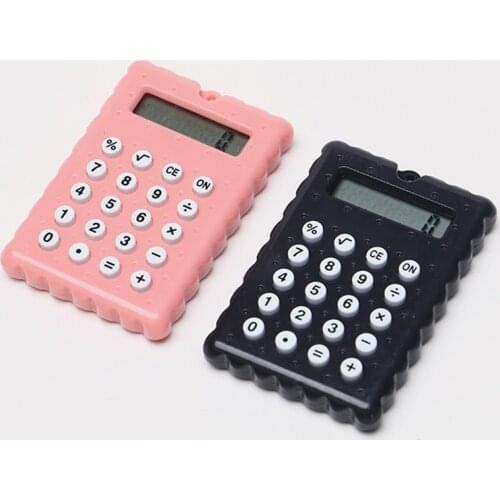 Boutique Stationery Small Square Calculator Mini Candy Color School & Office Electronics Creative Calculator Key Ring Pendant