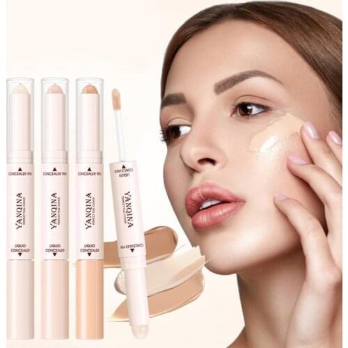 Concealer Double-head Dark Circles Coverage Natural Makeup Liquid Concealer Spot Cover Dark Eye Acne Primer Face Makeup Cosmetic
