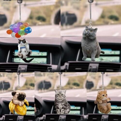 Creative Cute Cat Dog Car Hanging Ornament With Colorful Balloon Car Hanging Ornament Car Interior Decor Pendant Accessories