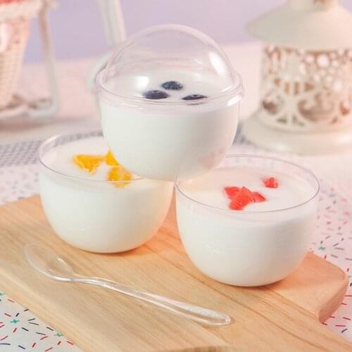 50pcs 160ml round transparent dessert cup birthday wedding party favors diy baking cake box mousse hard plastic cup with lid