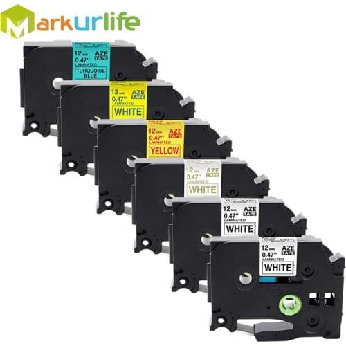 Compatible for Brother P-Touch Label tz Tape for TZe-231 TZe-234 TZe-632 TZe-633 TZe-T531 12mm 6 Packs Work for Brother P-Touch