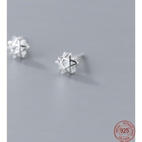 LKO 925 Sterling Silver Stud Earrings Simplicity Zircon Five-Pointed Star Earrings For Women Wedding Party Jewelry Ornaments