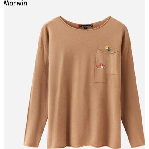 Marwin 2020 New-Coming O-Neck Thick High Street Style Button Soild Sweaters Warm Soft Female Autumn Winter Sweater