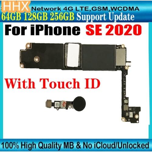 Free iCloud Unlocked MB For iPhone SE 2020 Motherboard With Touch ID Fingerprint Logic main board With IOS System Support Update