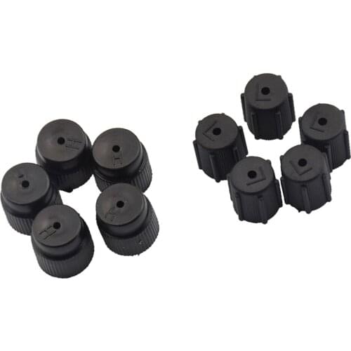 10Pcs Schrader Retrofit Valve R12 R134A AC Cap System of 13mm / 16mm Black Auto