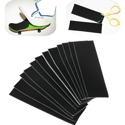 12PCS Black Wooden Fingerboard Deck Uncut Tape Stickers Black Foam Grip Tape Stickers 4.33''X1.38