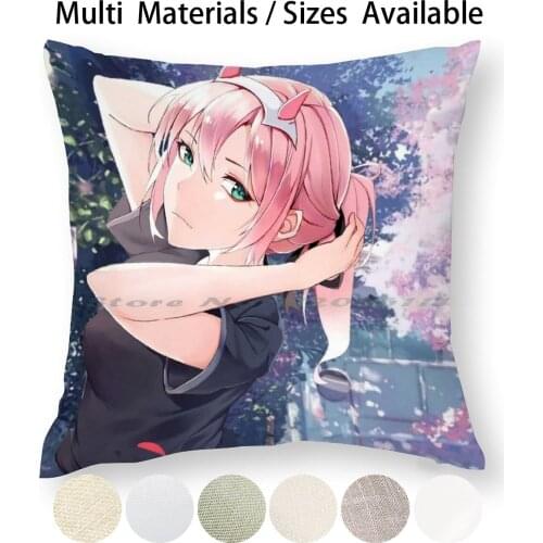 Zero Two Pillow Case Throw Pillow Cover Cotton Linen Flax Zero Two Darling In The Franxx 002 Ditf Creative Trending Vintage
