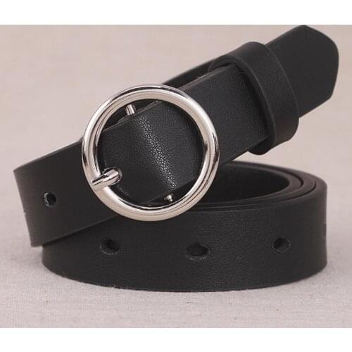 New Fashion Women PU Leather Belt Round heart-shaped Pin Buckle Jeans Waist Strap Black White Simple Wild Student Lady Waistband