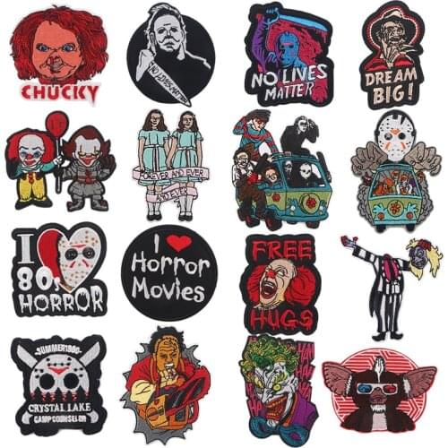 P5584 Dongmanli Halloween Horror Movie Embroidered Badge Patch Applique Sewing Tool Cloth Iron On Patches