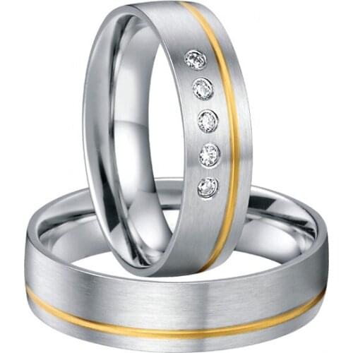 High end luxury handmade custom gold color inlay health titanium wedding bands couples rings sets