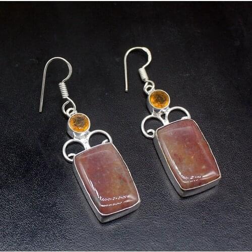 Gemstonefactory Big Promotion Unique 925 Silver Sea Sediment Honey Topaz Women Ladies Gifts Dangle Drop Earrings 20212300