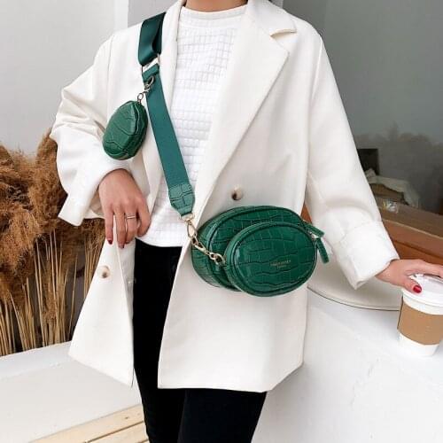 New High-quality PU Stone Pattern One-shoulder Messenger Bag 2021 Korean Fashion Ladies Cute Mini Change Small Round Bag Women