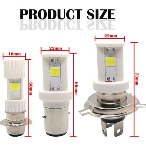 12V LED Bulbs for Car Truck Motorcycle Scooter Motocross E-Bike ATV BA20d H6 H4 Head Light Ceramic Material High Temperature