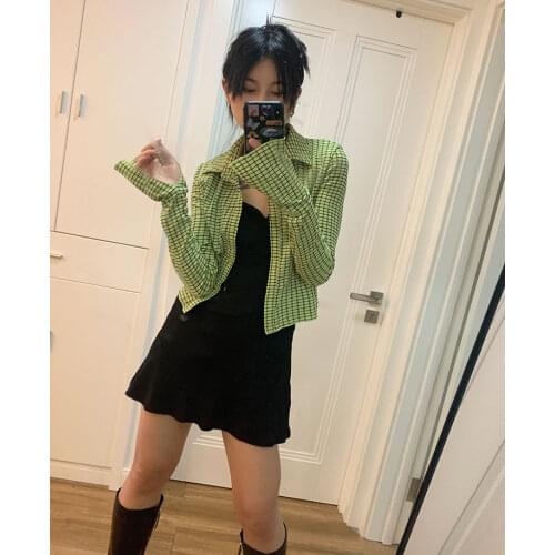 Retro thin slim striped long-sleeved shirt cardigan shirt women spring and summer Vintage Plaid Shirt Casual Tops Blouses y2k