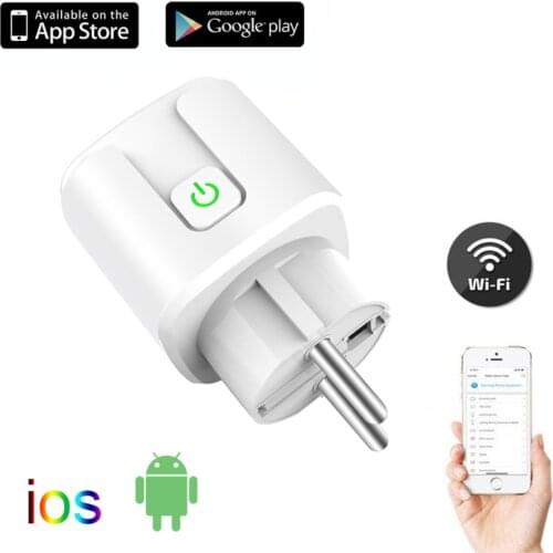 Tuya EU Plug WIFI Smart Power Socket 100-240V Timer Plug Voice Control Home Fireproof PC Smart Power Plug For Google Home Alexa