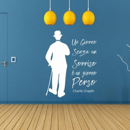 Stickers Un Giorno Senza Un Sorriso Vinyl Wall Art Decal Wallpaper Living Room Home Decor Poster Chaplin Quote Room Decor