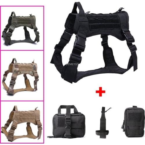 Military Dog Vest Adjustable Army Service Dog Harness Vest with Pouches Tactical Working Dog Training Clothes Harness