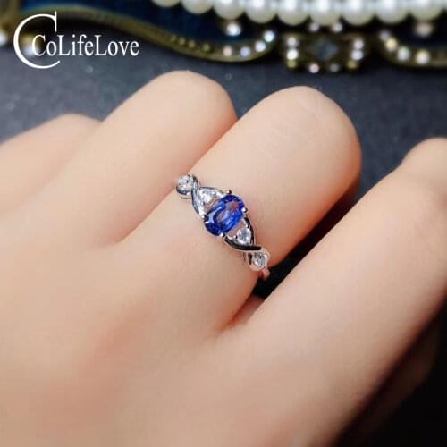 CoLife Jewelry Natural Royal Blue Sapphire Ring for Engagement 4mm*6mm 0.5ct Sapphire 925 Silver Ring Silver Sapphire Jewelry