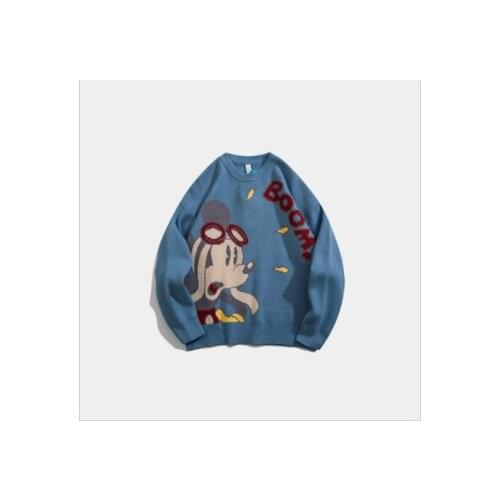 Japanese Sweet Cartoon Funny Duck Printed Knitted Sweater Plus Size Women Winter Korean Casual Pullover Oversize Couple Outfit