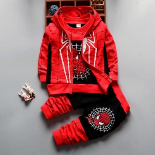 Spiderman clothing boys sport suit for children coat pant trousers outerwear girls spring jacket Autumn Hoodies Vest tshirt 3pcs