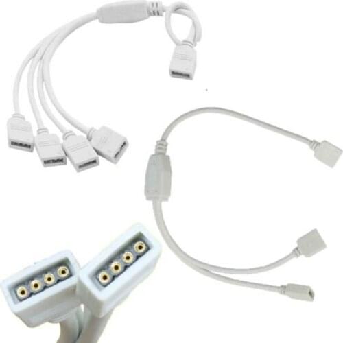 1pc 4 Pin RGB connector 1 in To 2 3 4 Way Female Splitter Connectors 4pin Cable plug Adapter Free shipping