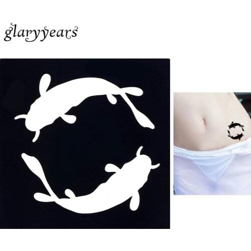 1 Piece Women Makeup Body Henna Tattoo Stencil Art Painting Catfish Design Temporary Henna Template Sticker Sexy DIY Product G76