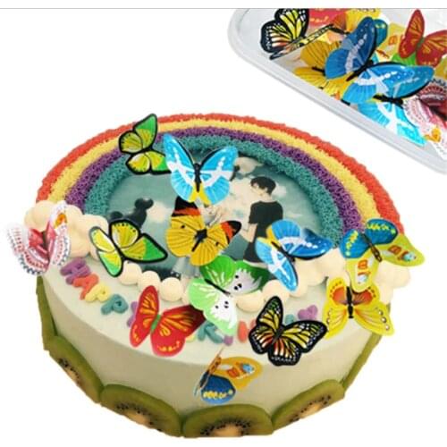 10pcs/set Mixed Butterfly Edible Glutinous Wafer Rice Paper Cake Cupcake Toppers For Cake Decoration Birthday Wedding