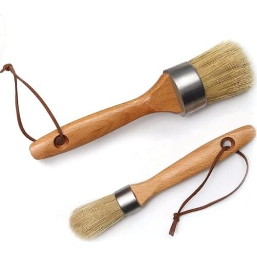 2PCS Magnetic Chalk Paint Wax Brush for Furniture, Stencils, Wood Projects, Wax Finishing,Milk Paint - Natural Bristles