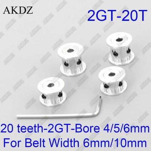 20 teeth 2GT Timing Pulley Bore 3.175/4/5/6/6.35mm for GT2 Open Synchronous belt width 6mm/10/15mm small backlash 20Teeth 20T
