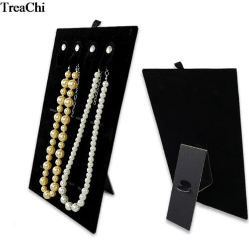 3pcs Black Velvet 4Slots Necklace Pendant Chain Jewelry Display Storage Holder Velvet Easel Bracelet Organizer Expositor