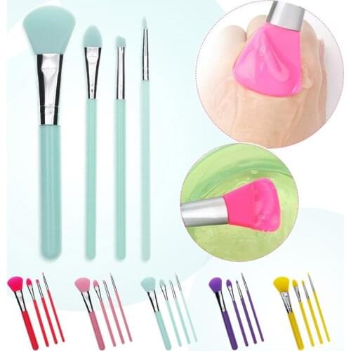 4Pcs Women Fashion Silicone Facial Face Mask Brush Mask Mud Mixing Brush Tool 5 Color Soft Women Skin Face Care tool