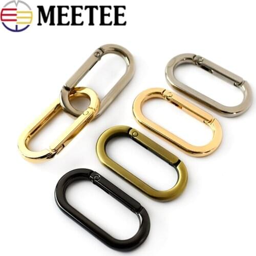 5/10pcs Spring Oval Ring Openable Keyring Leather Bag Belt Strap Metal Buckle Dog Chain Snap Clasp Clip Trigger DIY Leathercraft