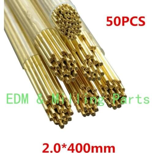 50PCS CNC Brass Electrode Tube 2.0*400MM Multi-Hole Fit EDM Drilling Machine Parts For Drilling Machine Mill Part