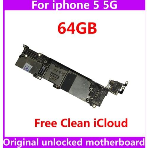 64GB 100% Original unlocked motherboard for iphone 5 5G Full function mainboard with IOS system Clean iCloud logic board+Chips