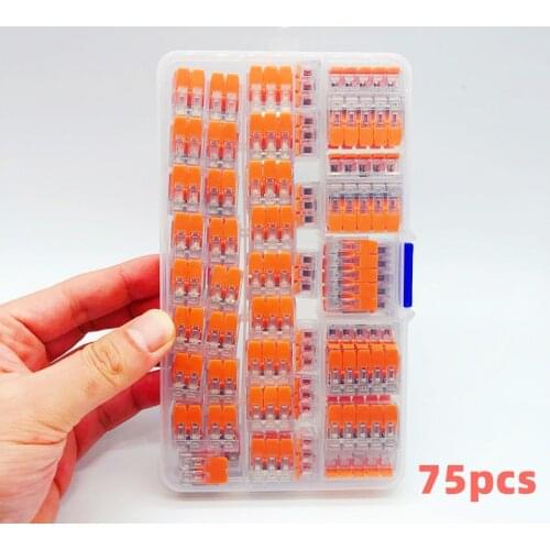 75pcs box pct-412 quick connector junction box, general transparent cable soft and hard wire, compact household wire accessories