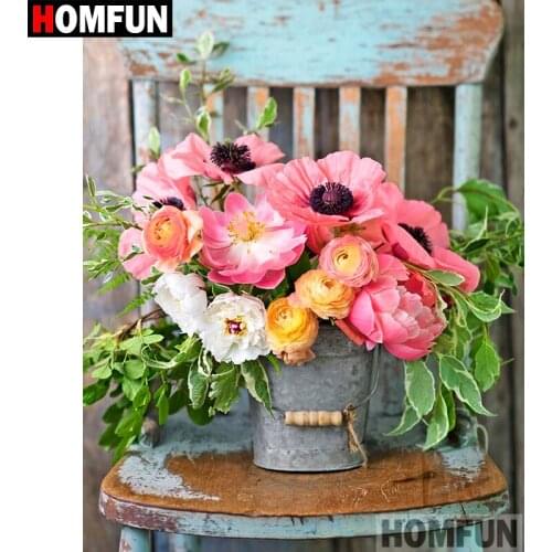HOMFUN Full Square/Round Drill 5D DIY Diamond Painting "Pink flower" Embroidery Cross Stitch 5D Home Decor Gift A07341