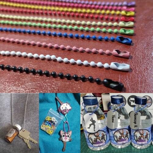 60cm Length Colorful 1.5mm Ball Bead Chains Necklace Keychain Label Hand Tag Connectors For Jewelry Making Findings Accessories