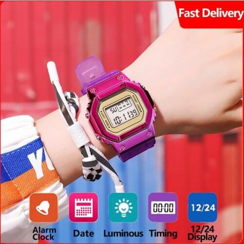 Led Digital Sports Watch For Women Fashion Square Dial Electronic Clock Multifunction Womens Watches Luminous Watch Reloj Mujer
