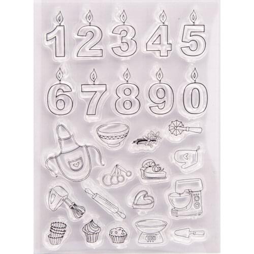 Digital Candle Ice Cream Kitchenware Transparent Clear Silicone Stamps for DIY Scrapbooking Card Making Kids Fun Decoration