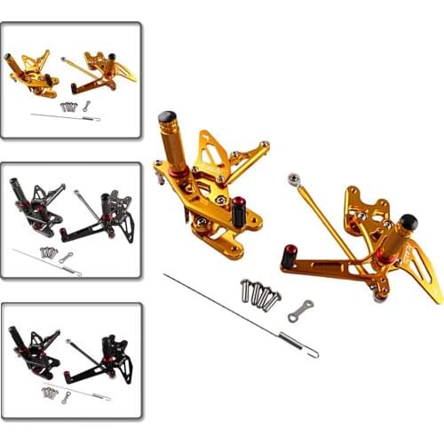 CNC Motorcycle Rearset Rear Set Footpegs Footrests Kit For Suzuki GSXR 1000 GSXR1000 GSX1000R 2007 Gold Aluminum Alloy