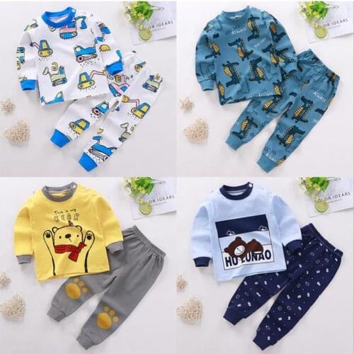 Children Pijamas Set Autumn Long Sleeve Cotton Clothing Suit Kids Pajamas Cartoon Animal Sleepwear Nightwear Boys Girls Pyjamas