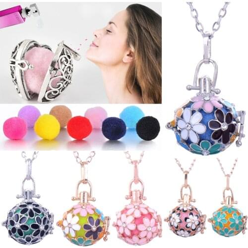 12 StyleAromatherapy Diffuser Neckalce Dripping oil Flower Essential Oil Aroma Diffuser Necklace Open Cage Locket Womens gifts