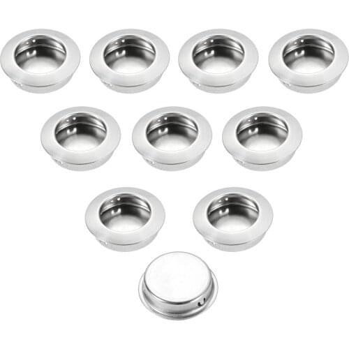 DRELD 10Pcs Stainless Steel Flat Furniture Handles Recessed Flush Pulls Finger Insert Sliding Door Drawer Handles Cabinet Pulls