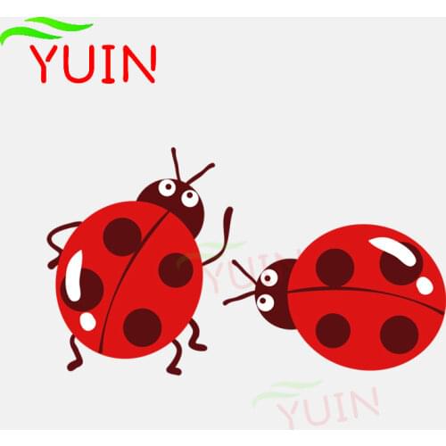 Two Cute Seven-spot Ladybugs Car Sticker Cartoon Style Motorcycle Auto Accessories PVC Body Decoration Waterproof Decal 15*9cm