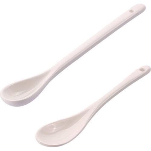 Ceramic coffee spoon 2pcs/lot Household high quality pure white ceramic elegant mixing spoon child milk spoon