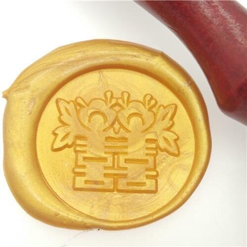 CHINESE Wedding Invitation Double Happiness Wax Seal Stamp /Sealing Wax / with wood handle box set kit wedding gifts