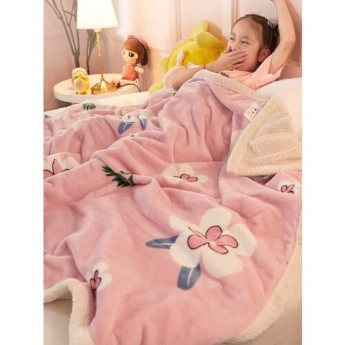 Coral blanket double layer childrens nap milk flannel blanket small quilt thickened and warm