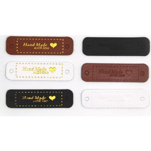 Hand Made Leather Tags For Clothing Diy Accessories For Gift Handcraft Leather Label For Handmade Clothes Labels With Tree Logo